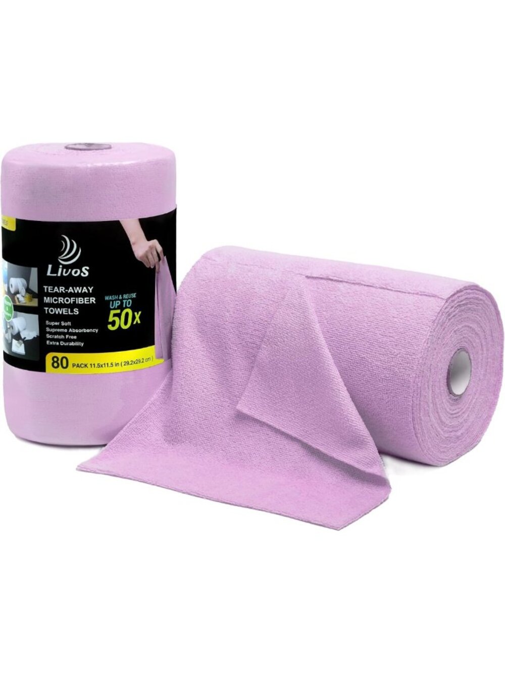 Reusable Microfiber Cleaning Cloths - 80 Pack, Super Absorbent Tear Away Towels